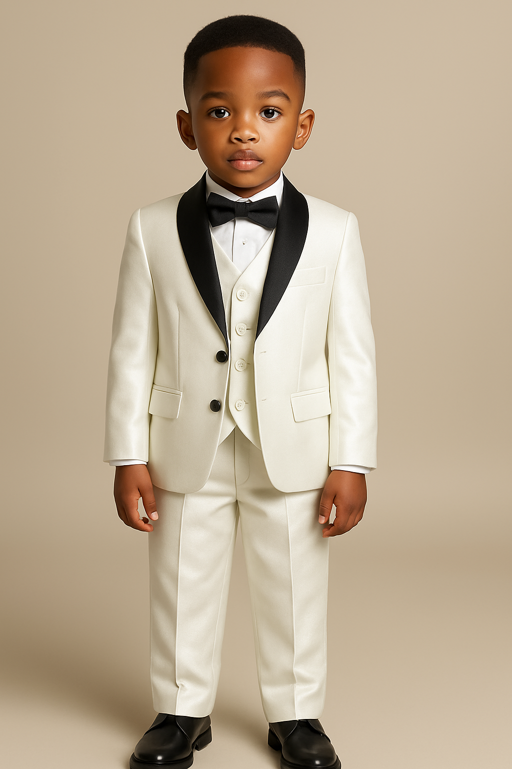 Boy's Shiny Tuxedo – White