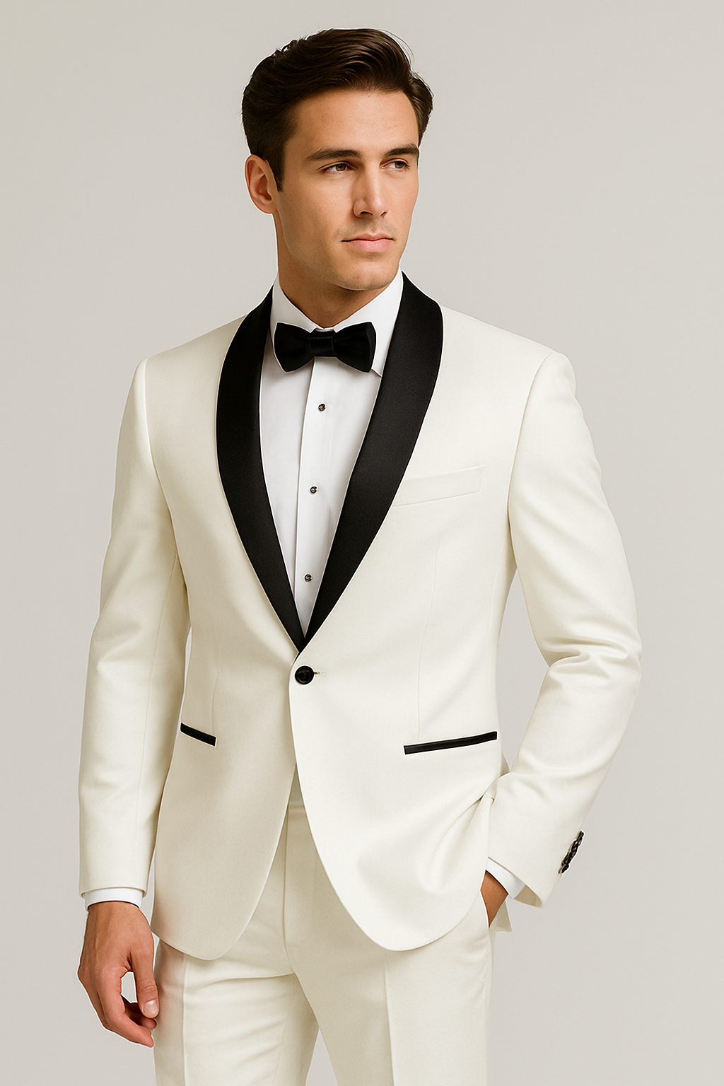Men's Shiny Tuxedo – White