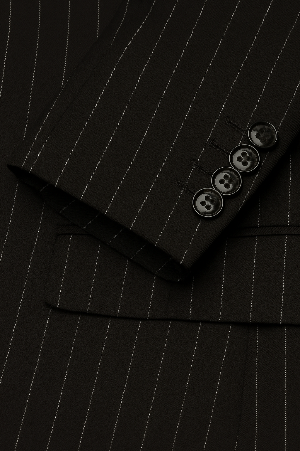 2 Piece Wool Suit -Black Pinstripe