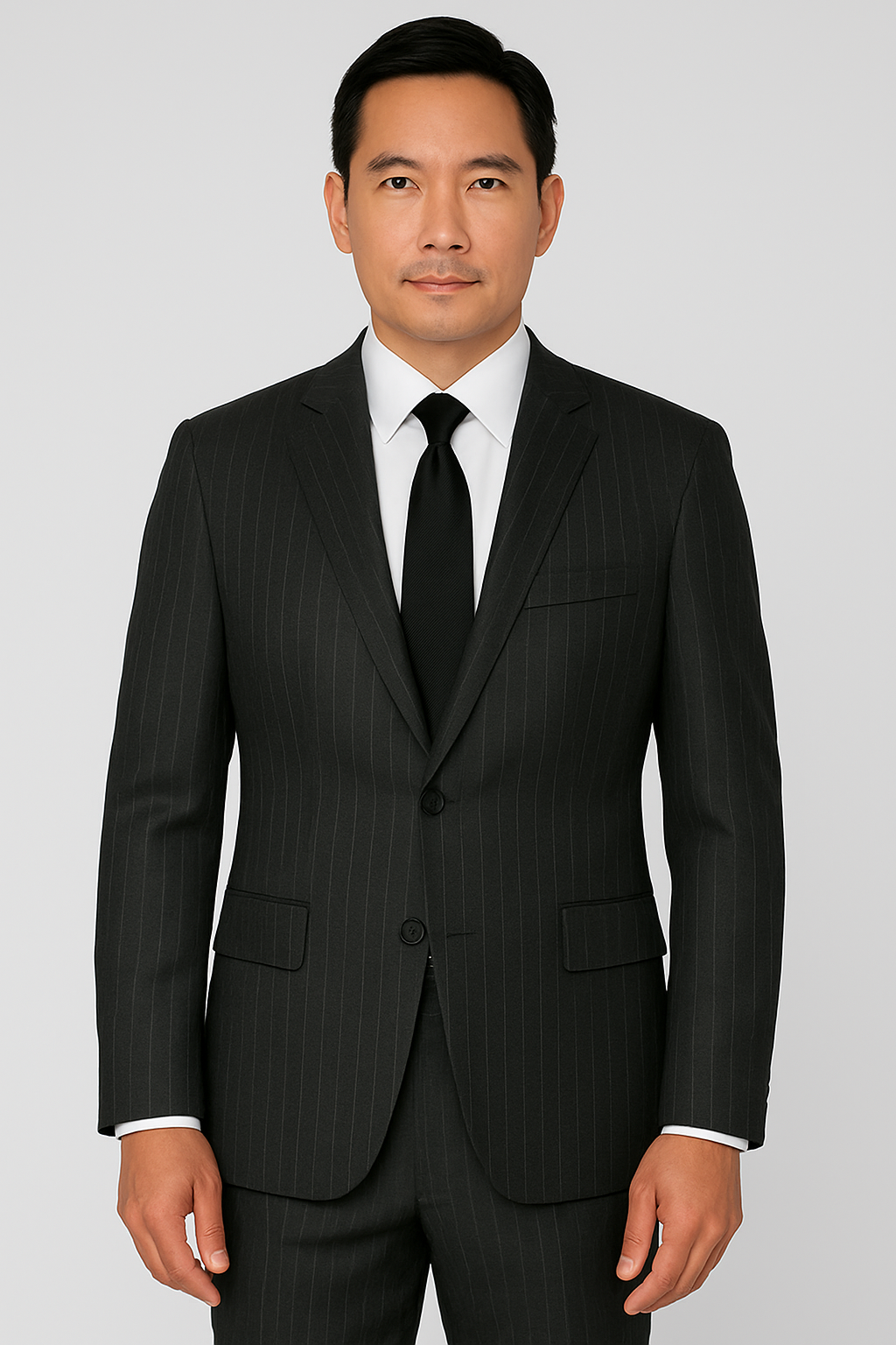 Tailor Fit – Charcoal Pinstripe – 2 Piece Suit – Wool Blend