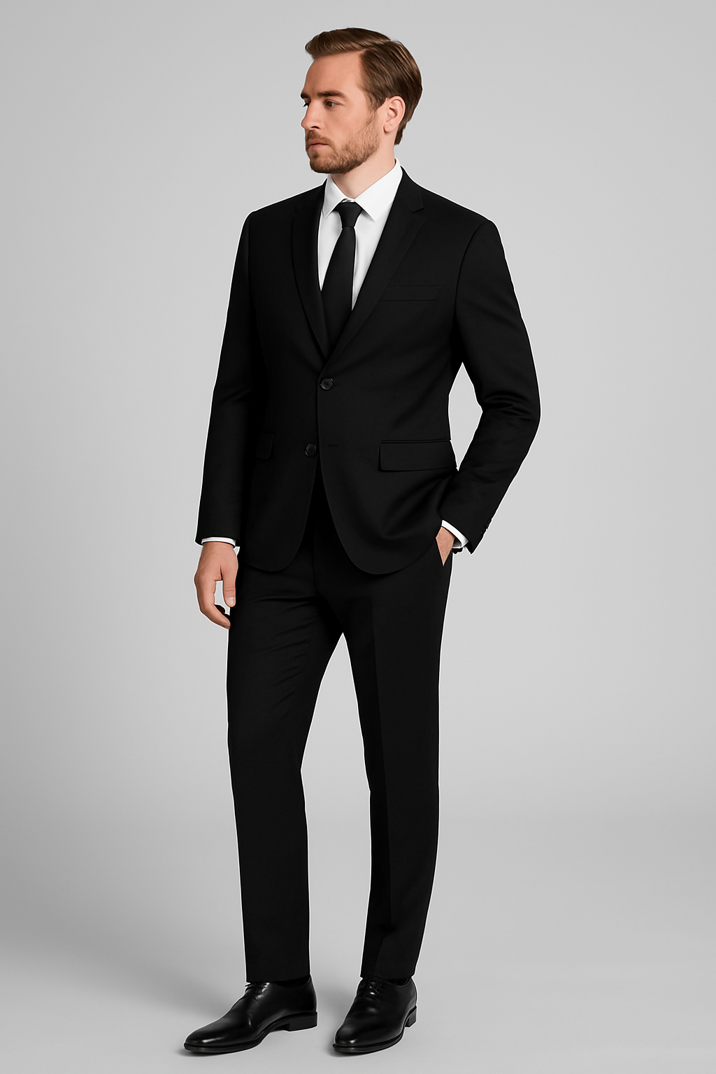 2 Piece Wool Suit - Black