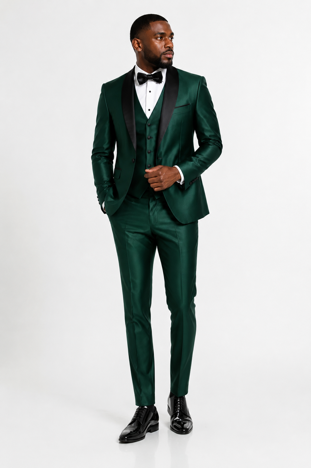 100-09 FORREST GREEN SHINNY TUX 3 PC – $49 Men's Suits