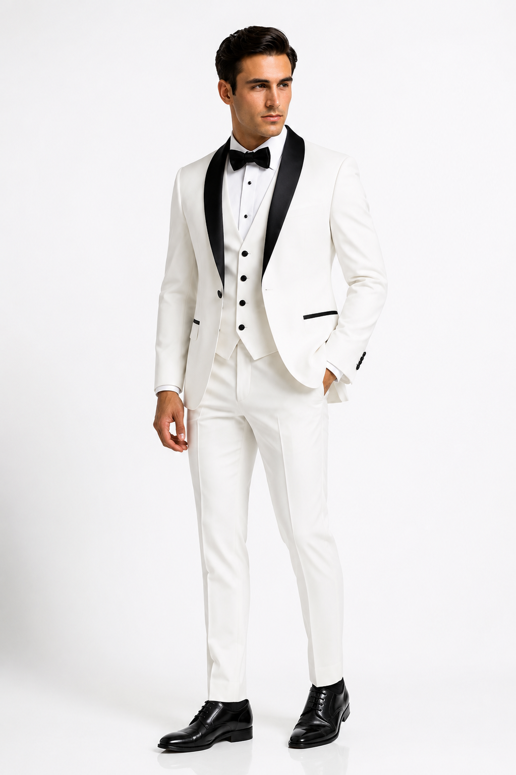 100-08 WHITE SHINNY TUX 3 PC