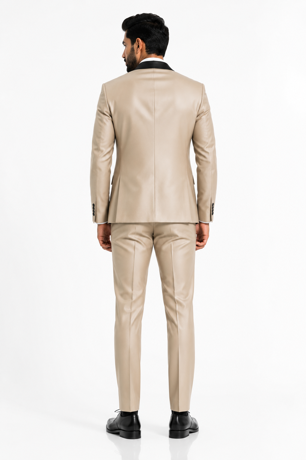 100-07 BEIGE SHINNY TUX 3 PC