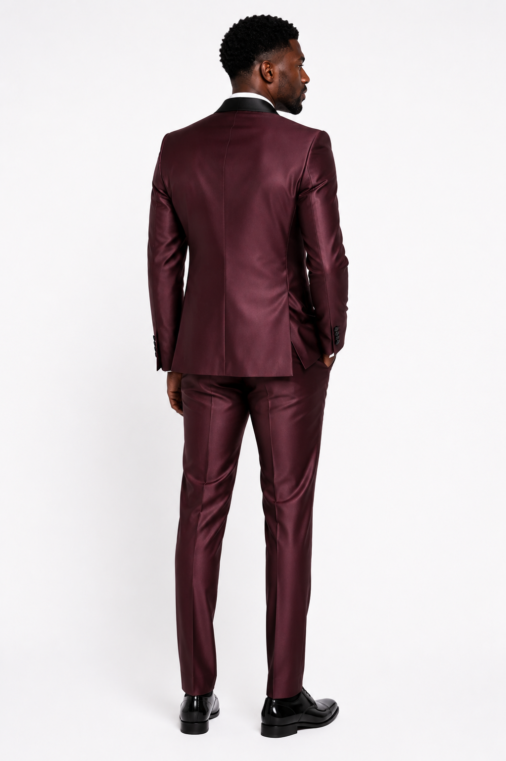 100-10 BURGANDY SHINNY TUXEDO 3 PC