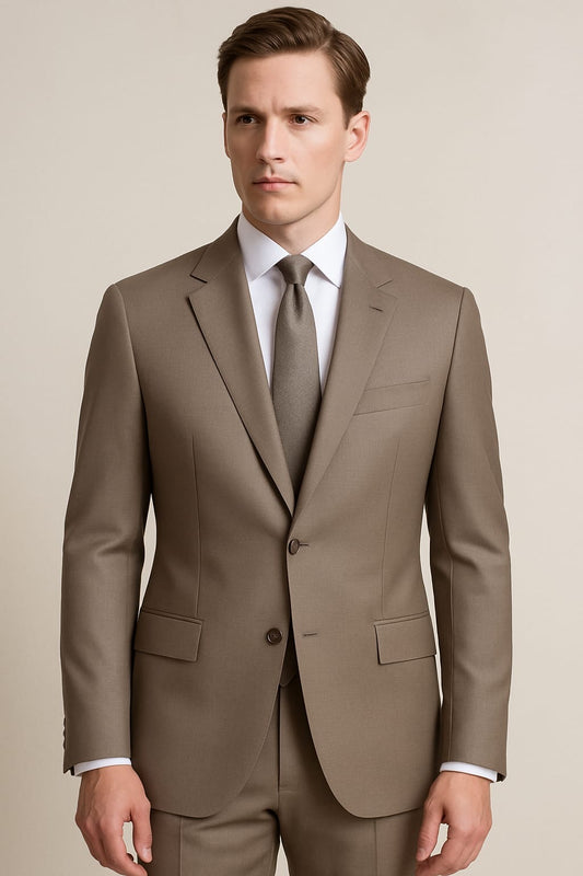 2 Piece Wool Suit Taupe
