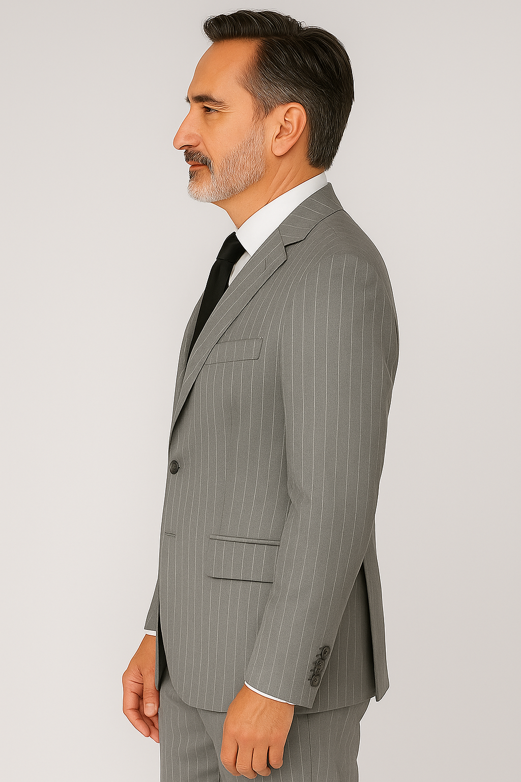 2 Piece Wool Suit- Light Grey Pinstripe