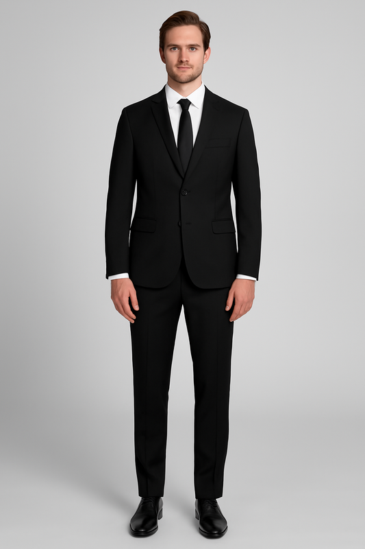 2 Piece Wool Suit - Black