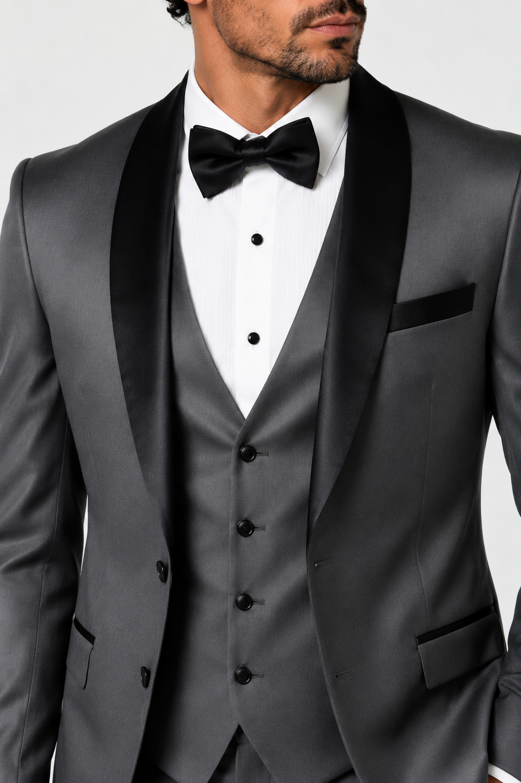 100-05 SILVER GREY SHINY TUXEDO 3PC TR