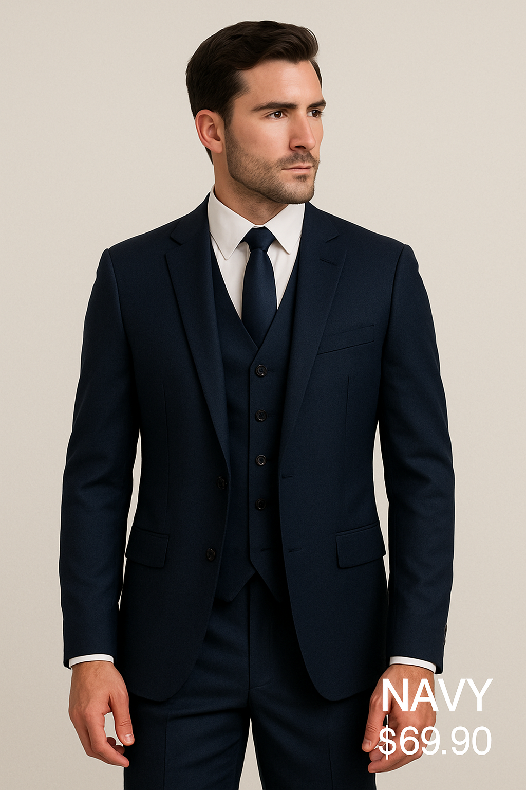 3 Piece TR Suit - Navy Blue