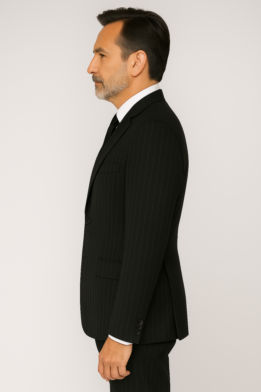 2 Piece Wool Suit  -Black Pinstripe