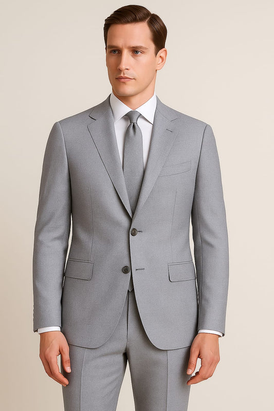2 Piece Wool Suit - Light Grey