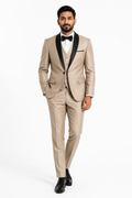 100-07 BEIGE SHINNY TUX 3 PC