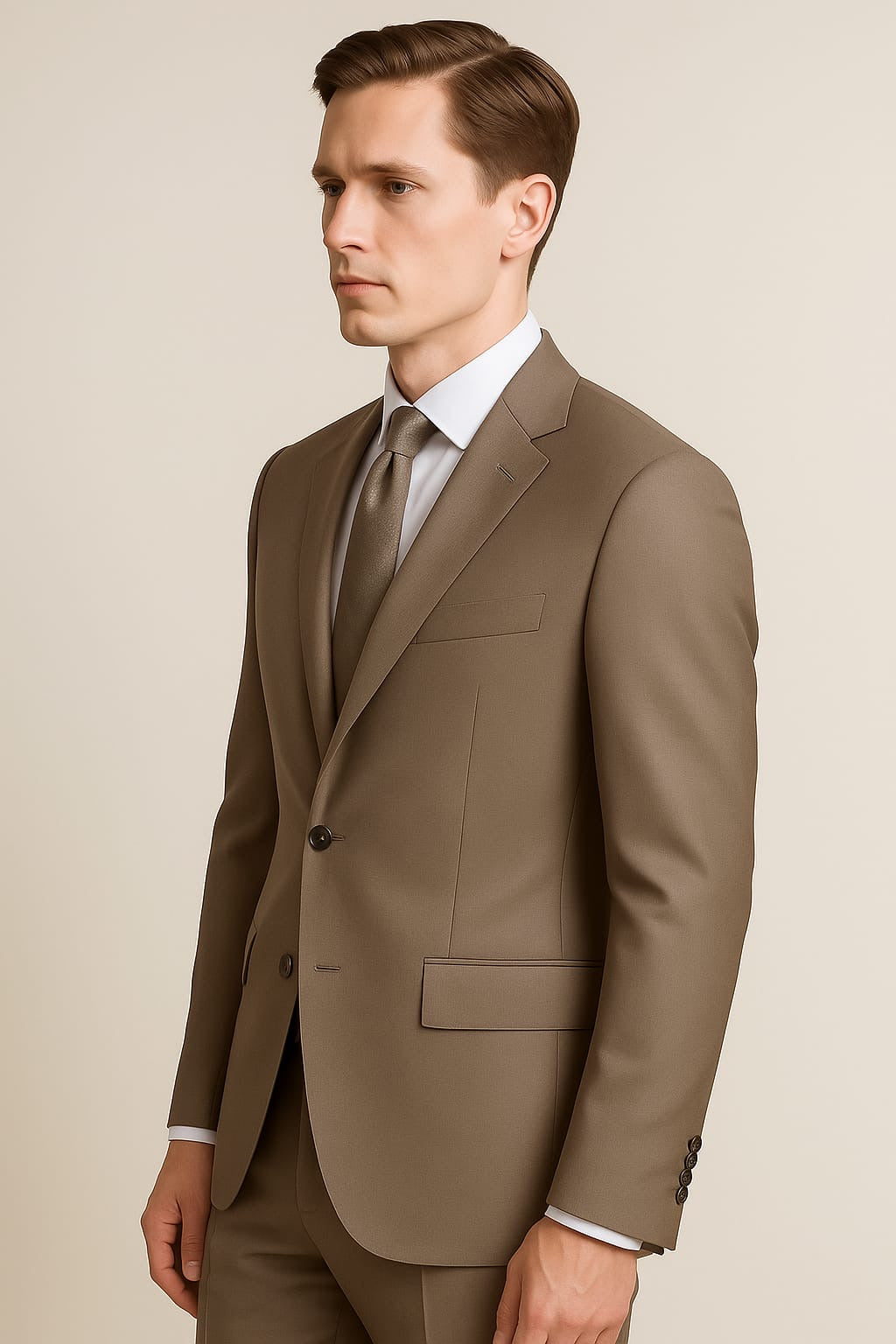 2 Piece Wool Suit Taupe
