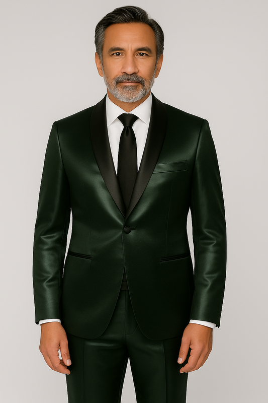 Men's Shiny Tuxedo – Forest Green
