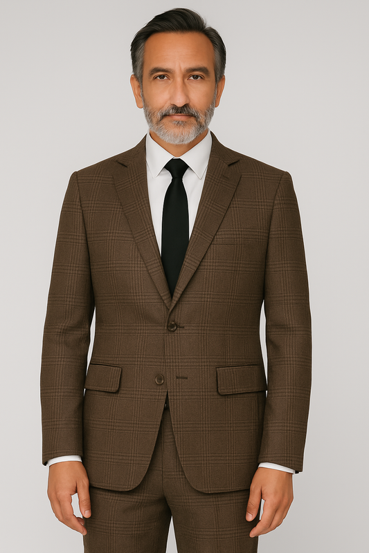Tailor Fit – Brown Plaid – 2 Piece Suit - Wool