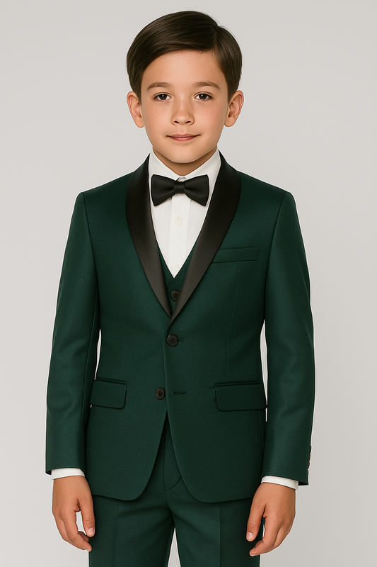 Boy's Shiny Tuxedo – Forest Green