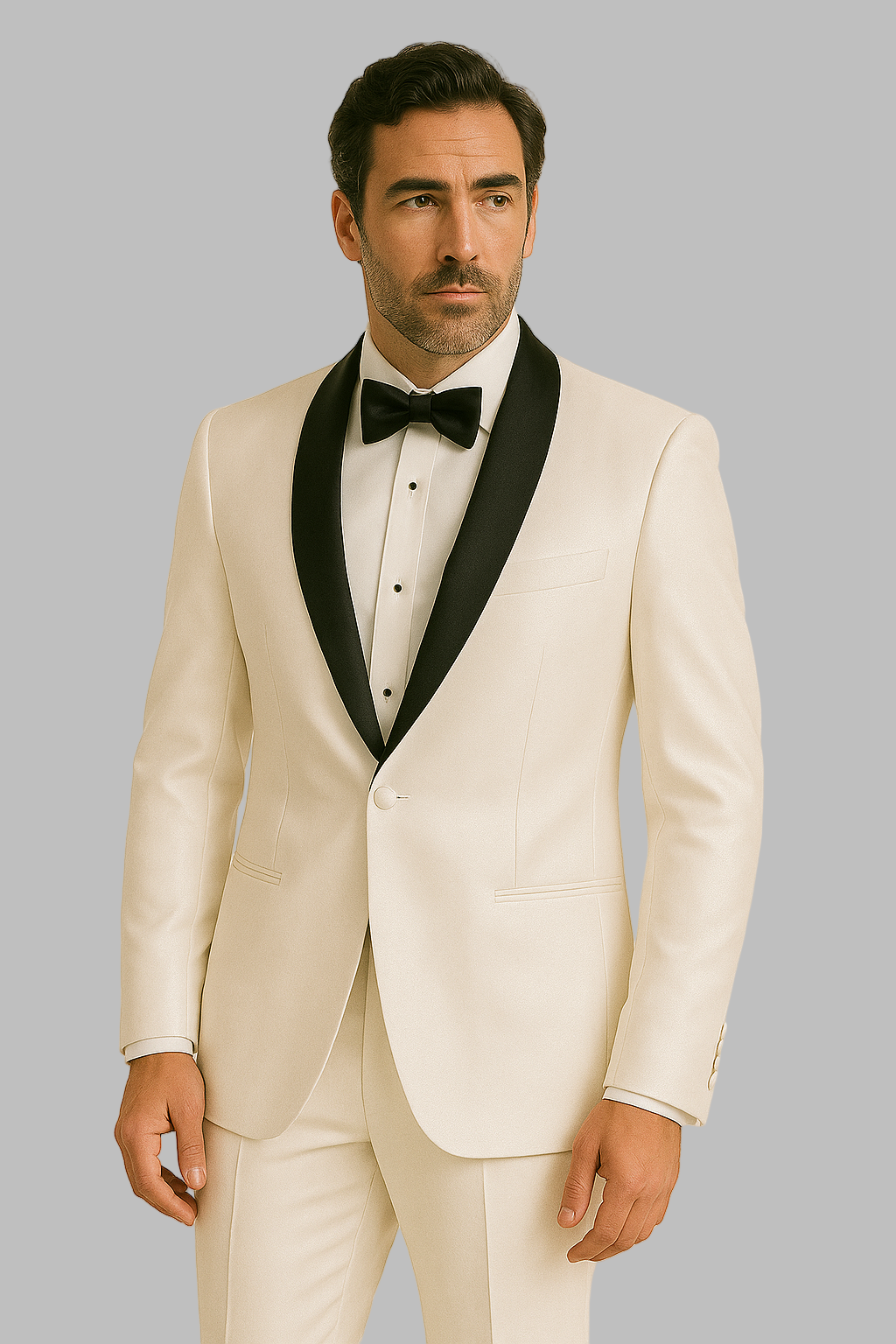 Men's Shiny Tuxedo – White