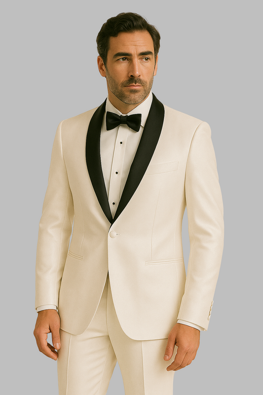 Men's Shiny Tuxedo – White