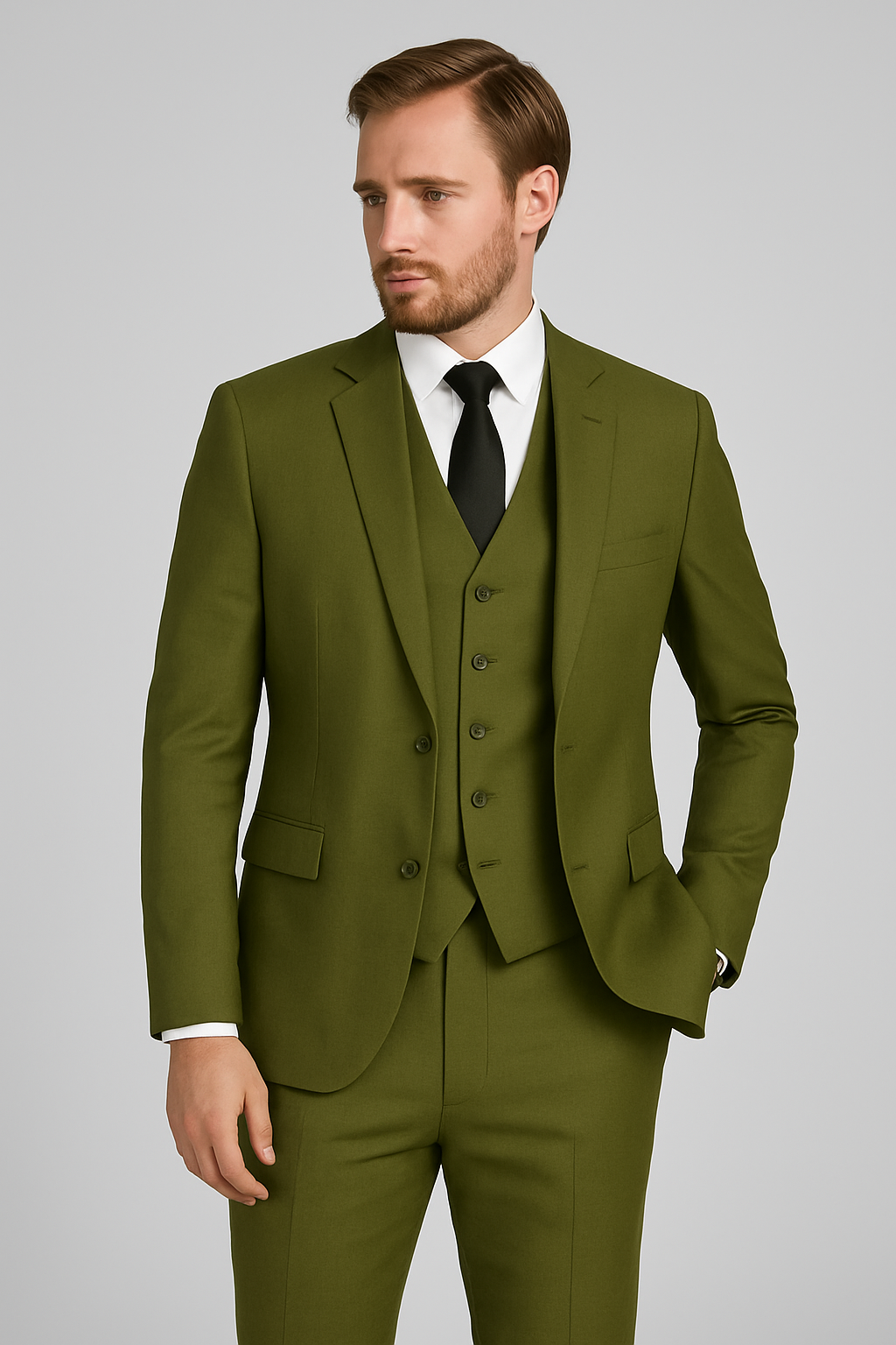 3 Piece Suit – Olive Green