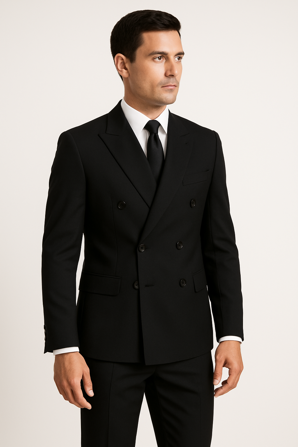 2-Piece TR  Suit Black – Double Breasted