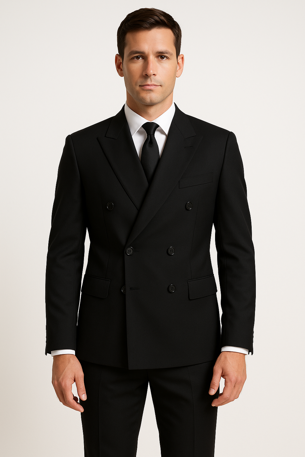 2-Piece TR  Suit Black – Double Breasted