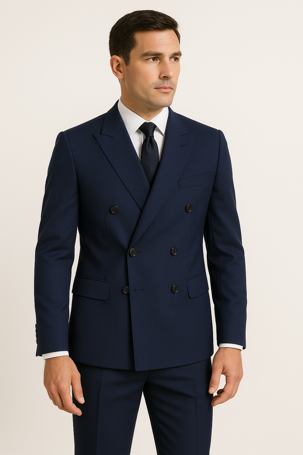 Men’s 2-Piece Suit – Tailor Fit – Navy Blue– Double Breasted