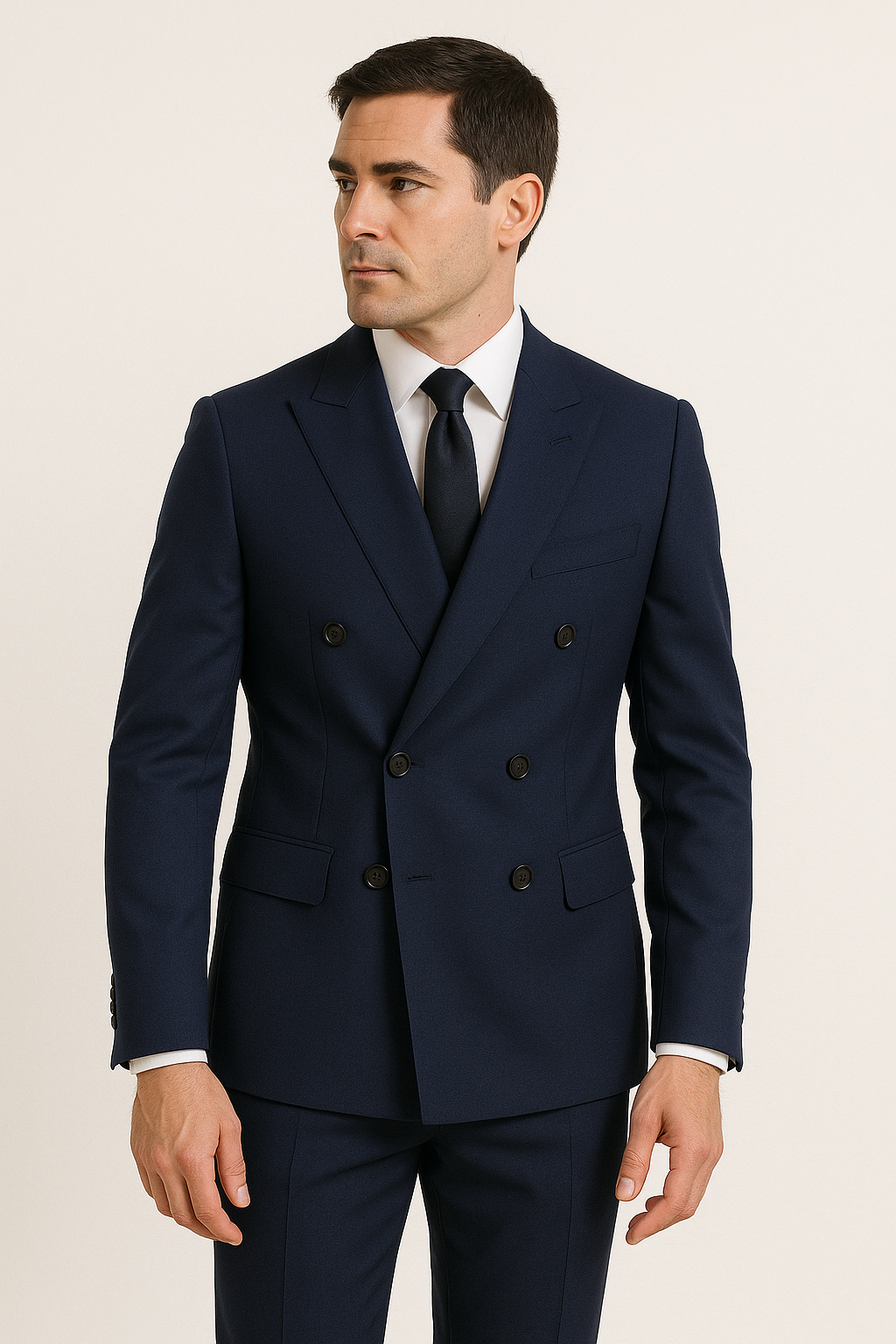Men’s 2-Piece Suit – Tailor Fit – Navy Blue– Double Breasted