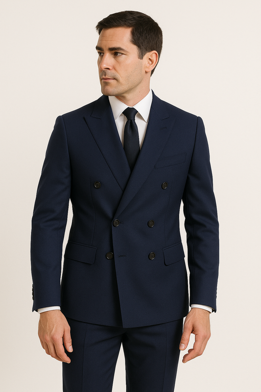 Men’s 2-Piece Suit – Tailor Fit – Navy Blue– Double Breasted