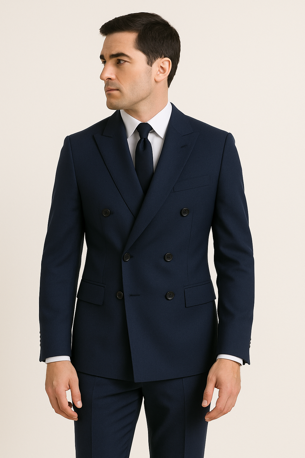 Men’s 2-Piece Suit – Tailor Fit – Navy Blue– Double Breasted