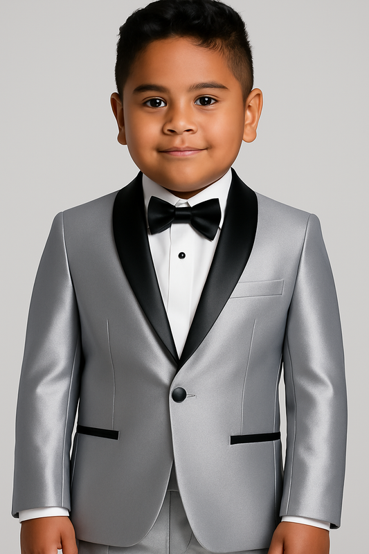Boy's Shiny Tuxedo - Light Grey