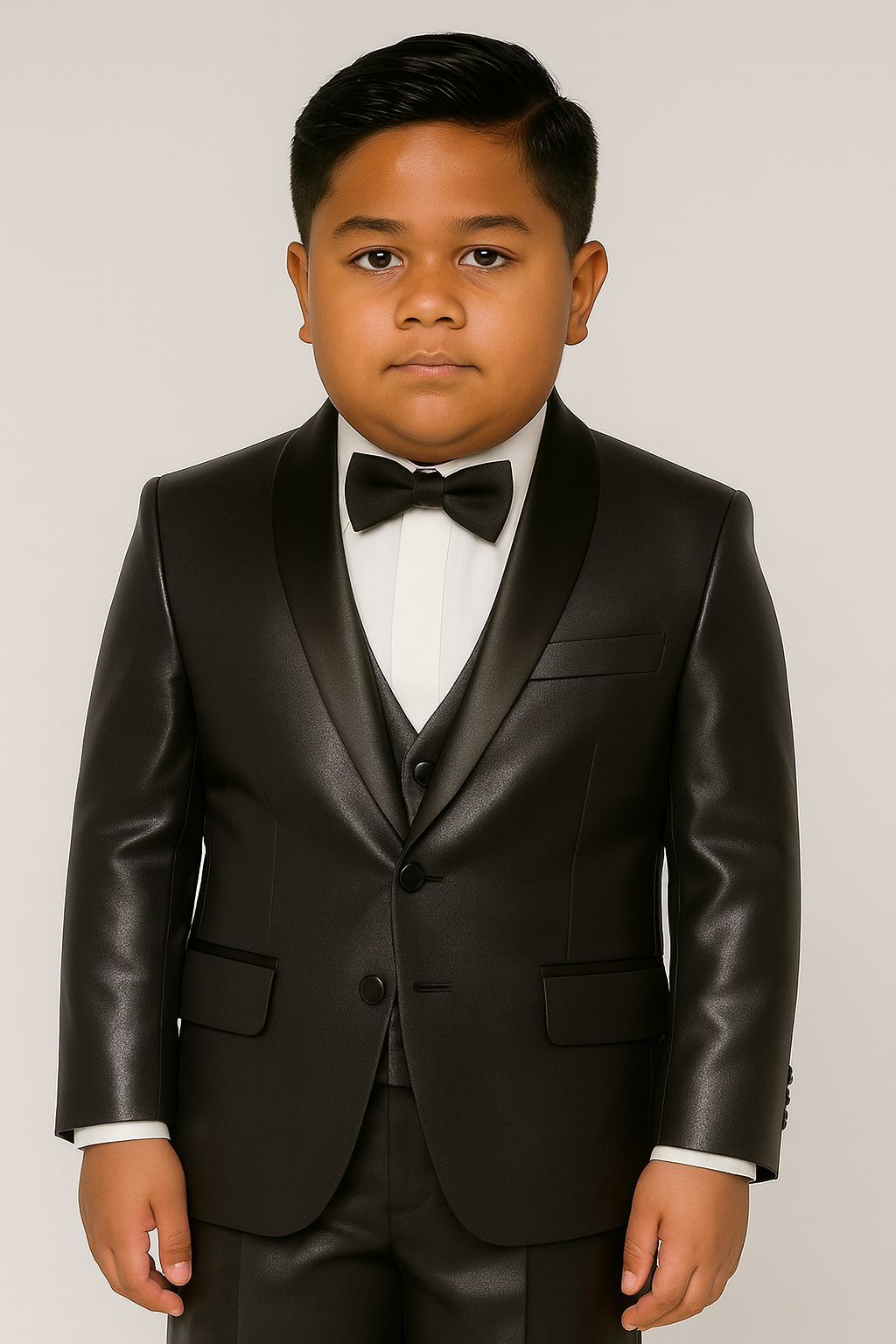 Boys Shiny Tuxedo - Charcoal