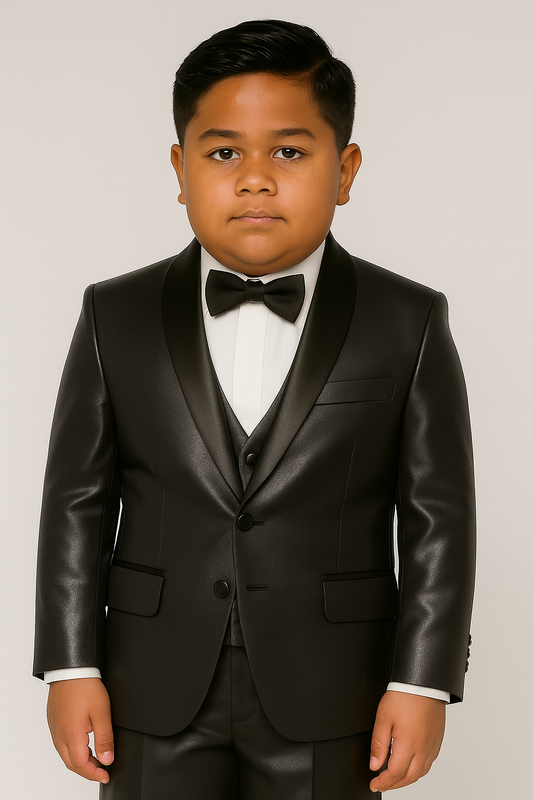 Boys Shiny Tuxedo - Charcoal