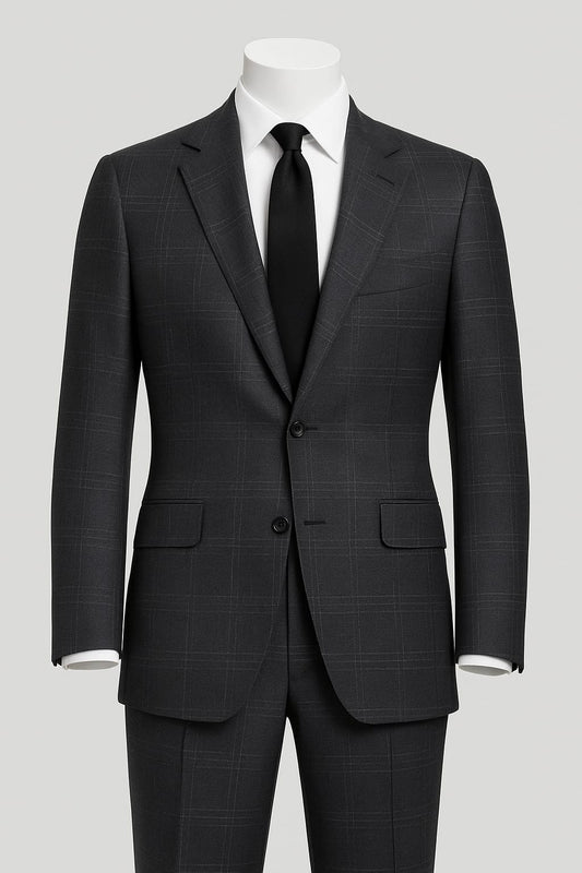 2 piece Wool Suit- Black Plaid