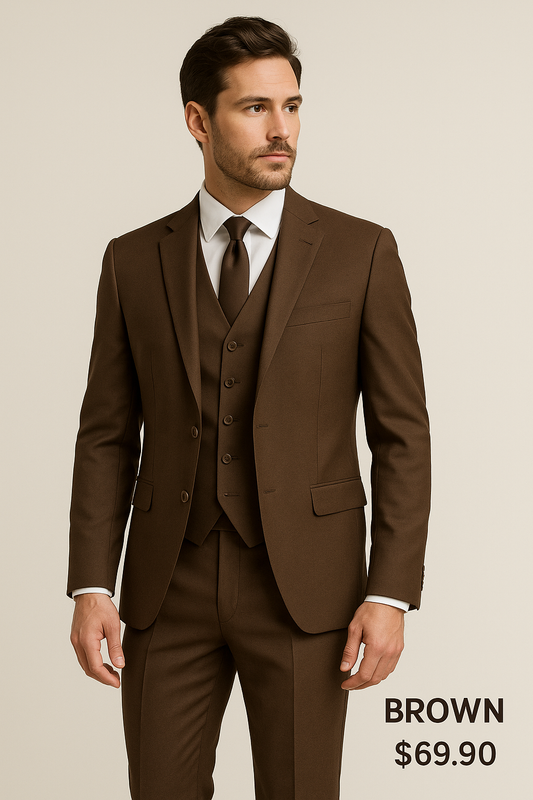 3 Piece TR Suit -  229 BROWN