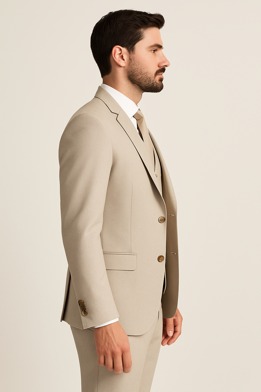 3 Piece TR Suit - LT Beige