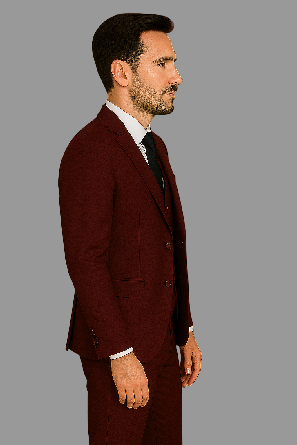 3-Piece TR Suit - Burgundy