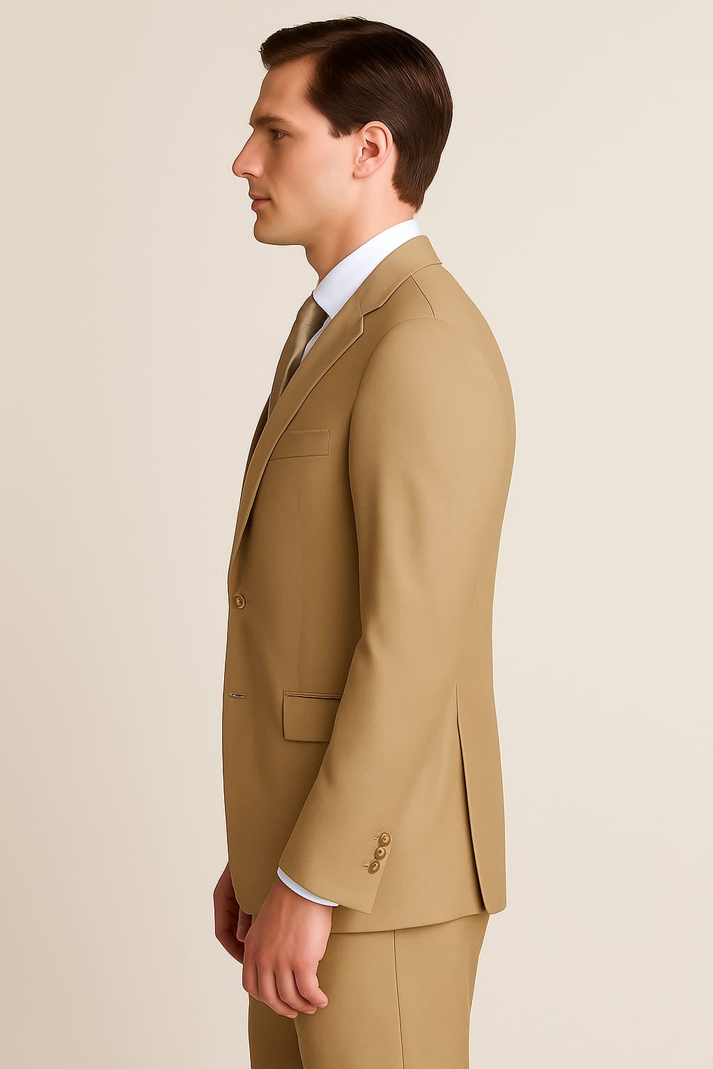 2 Piece Wool Suit Camel Beige
