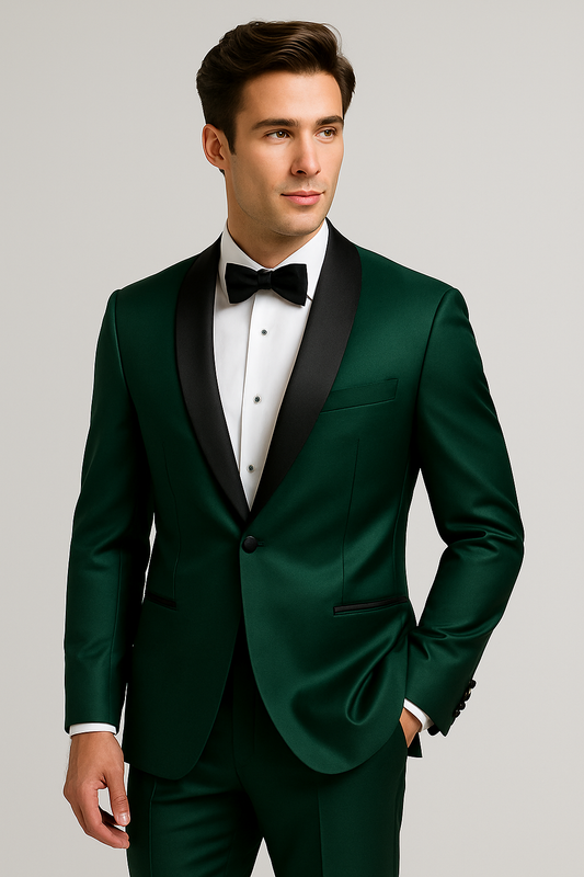 Men's Shiny Tuxedo – Forest Green