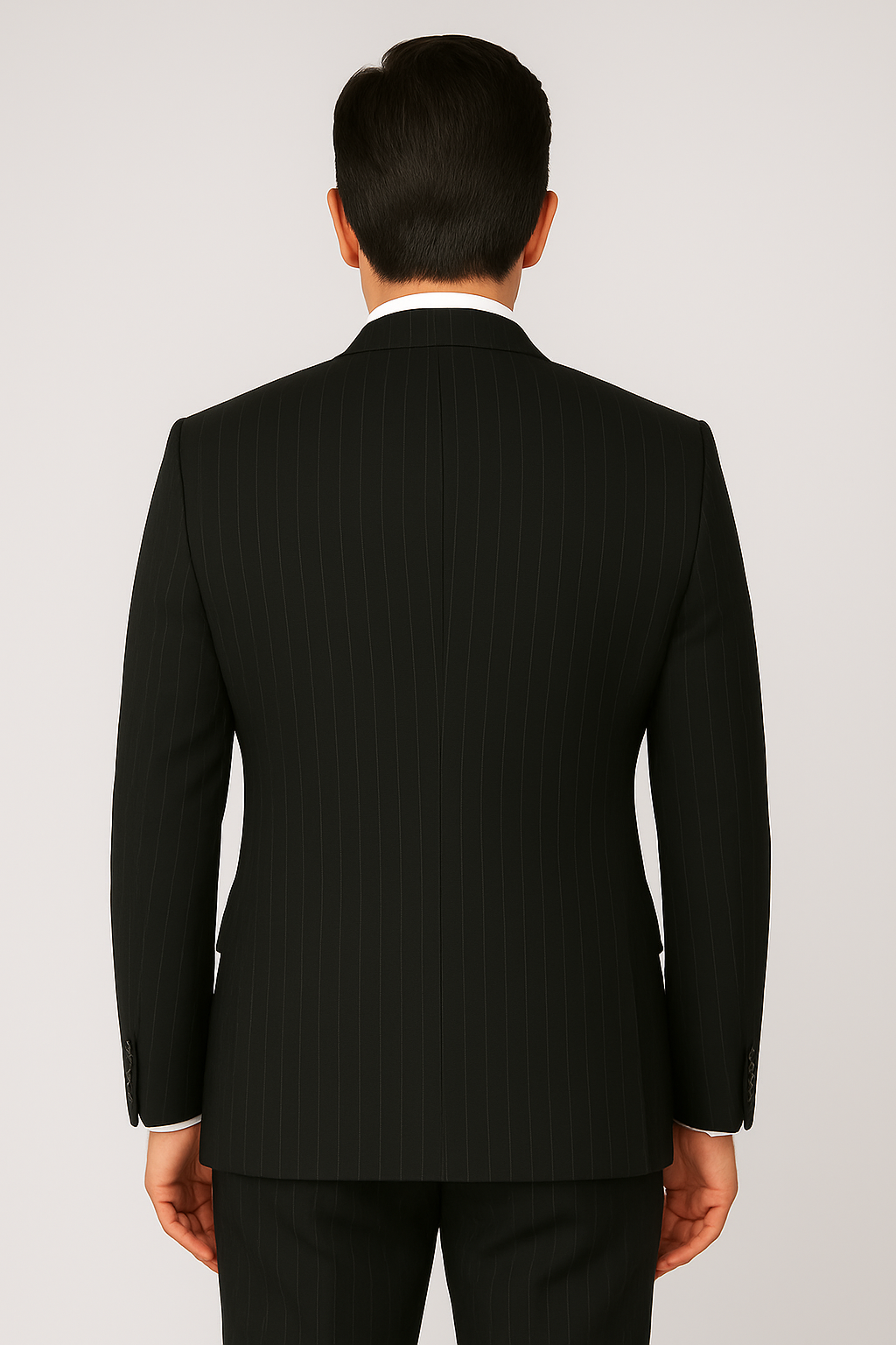 2 Piece Wool Suit  -Black Pinstripe