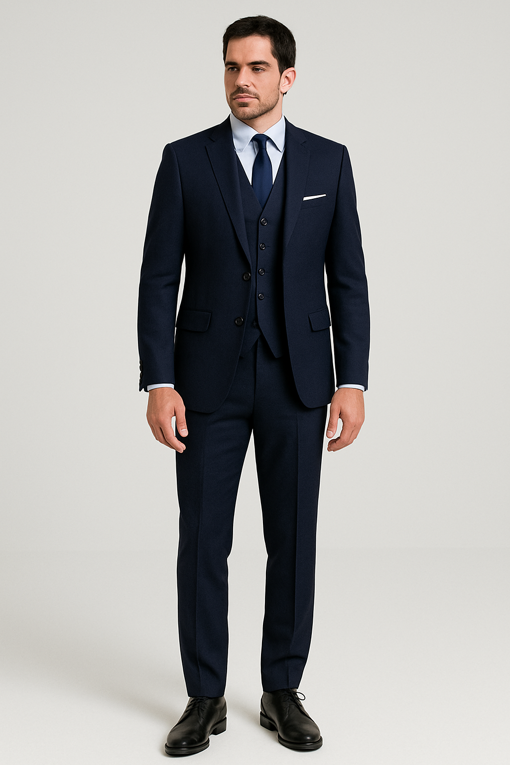 『TSJ SUITS 3P NAVY L』 TSJ SUITS 3P NAVY L』 Vintage 3-Piece Navy Blue Prom Suit for Men