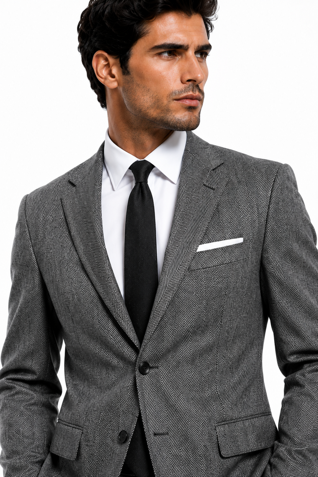 825-150 GREY HARRIBONE 100% WOOL