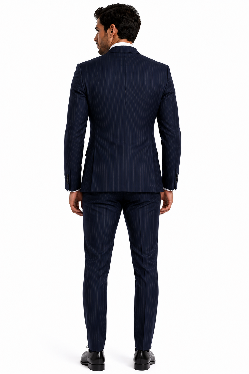 825-158 DARK NAVY PINSTRIPE 100%WOOL