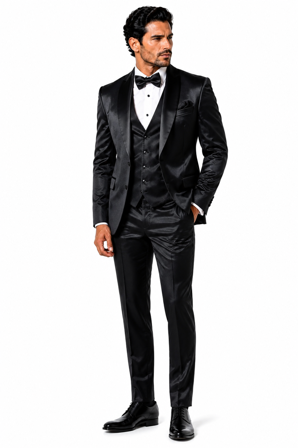 100-01 BLK TUX SHINNY 3 PC