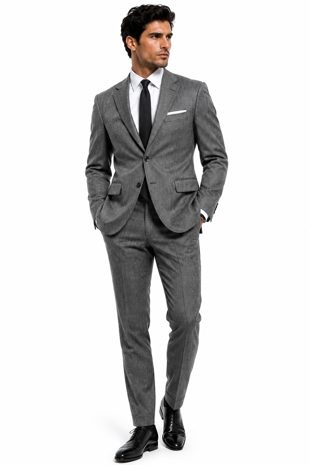 825-150 GREY HARRIBONE 100% WOOL
