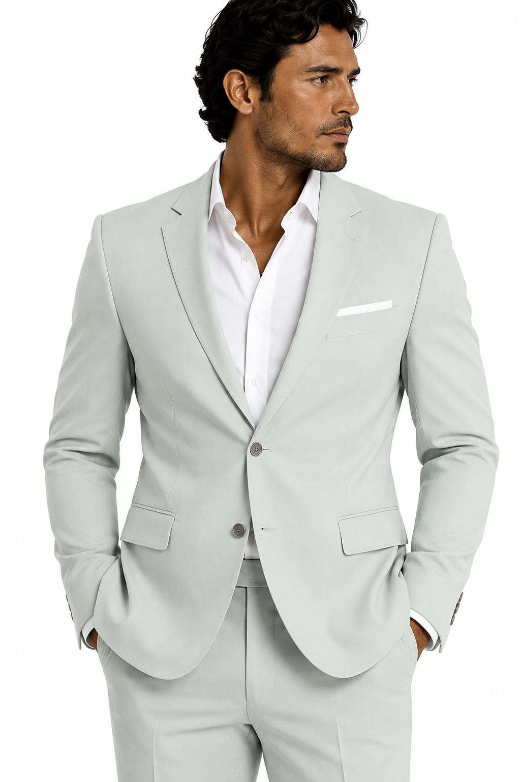 401-374 LT GREEN/GREY STRETCH POLY 2 PCS
