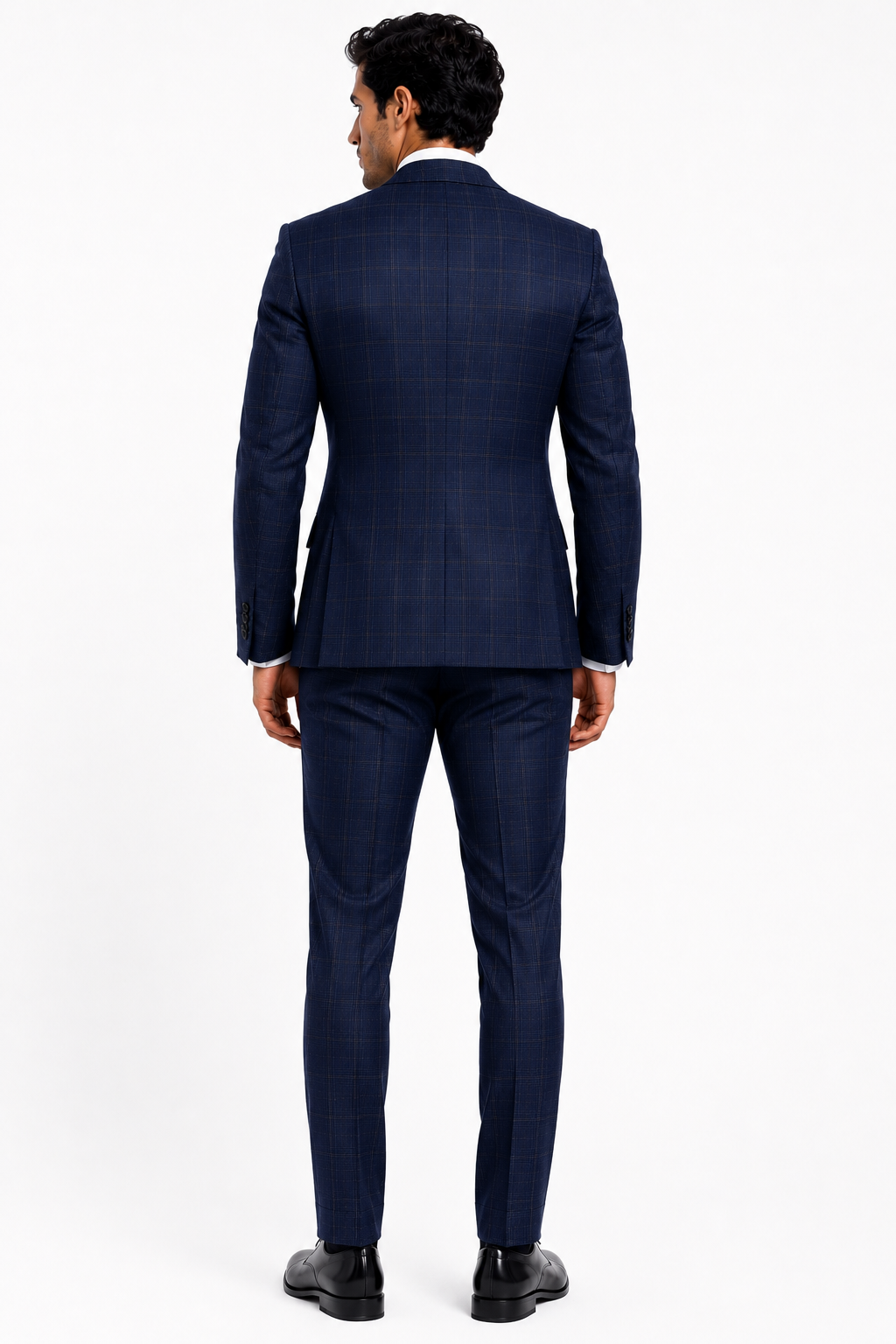 825-153 NAVY BLUE PLAID 100%WOOL
