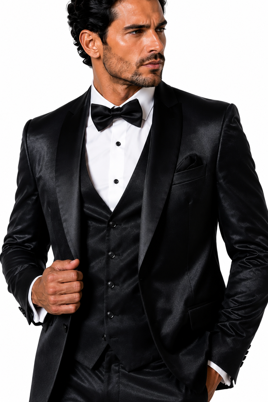 100-01 BLK TUX SHINNY 3 PC