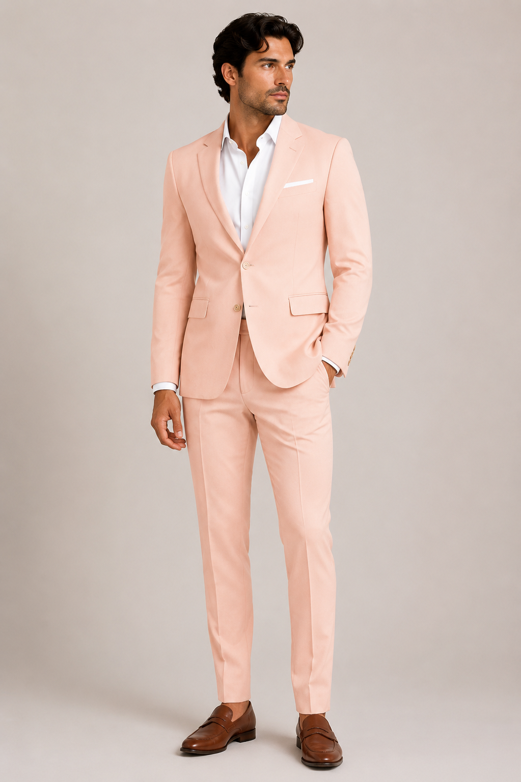 401-377 LT PEACH STRETCH POLY 2 PCS