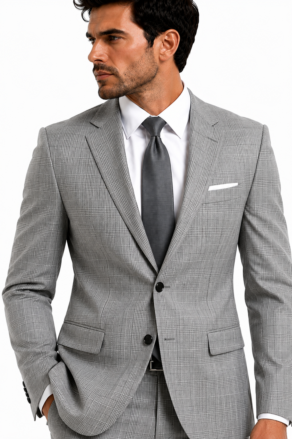 825-220 100% WOOL LT GREY PLAID
